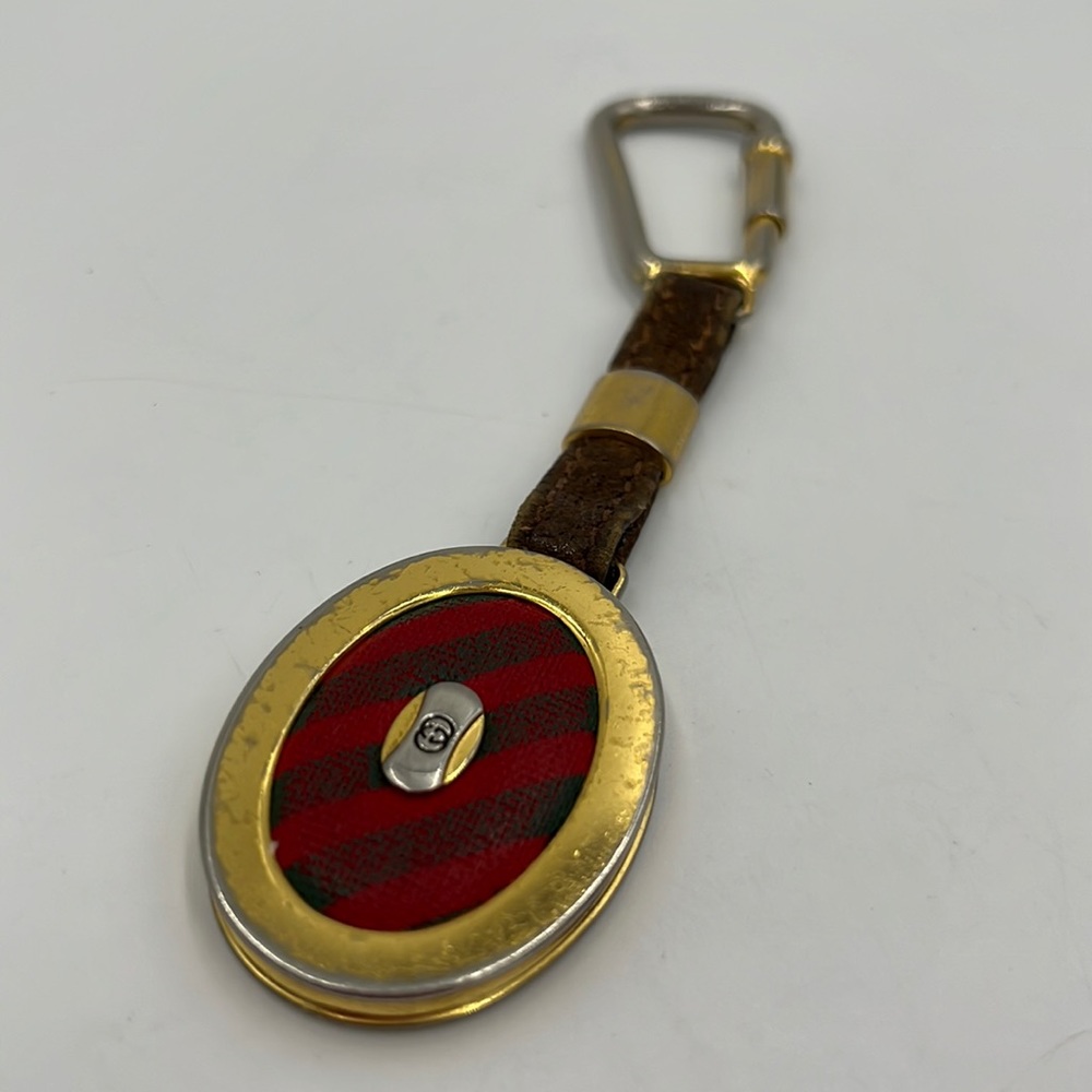 Authentic OLD GUCCI Interlocking G Tag Plate Key Ring Charm
